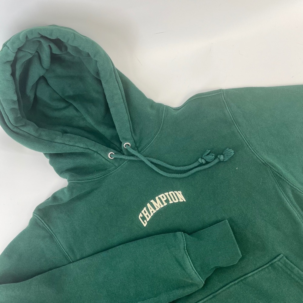 Champion Reverse Weave Hoodie Forest Green Small Embroidered Logo Pullover